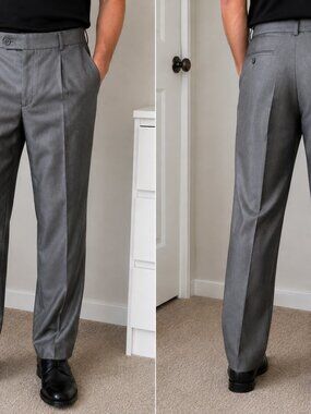 MAYER Men's Gray Dress Pants Size 52 / US 36x32 Classic Fit